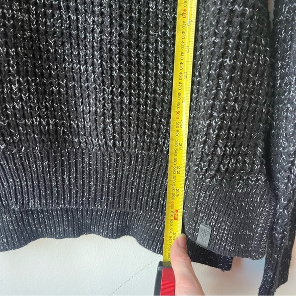 Roots Chunky Knit Mock Neck Sweater Marled Black Gray Cozy Pullover oversized XS - Picture 10 of 11